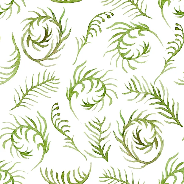 Seamless vector pattern with watercolor ferns — Stock Vector