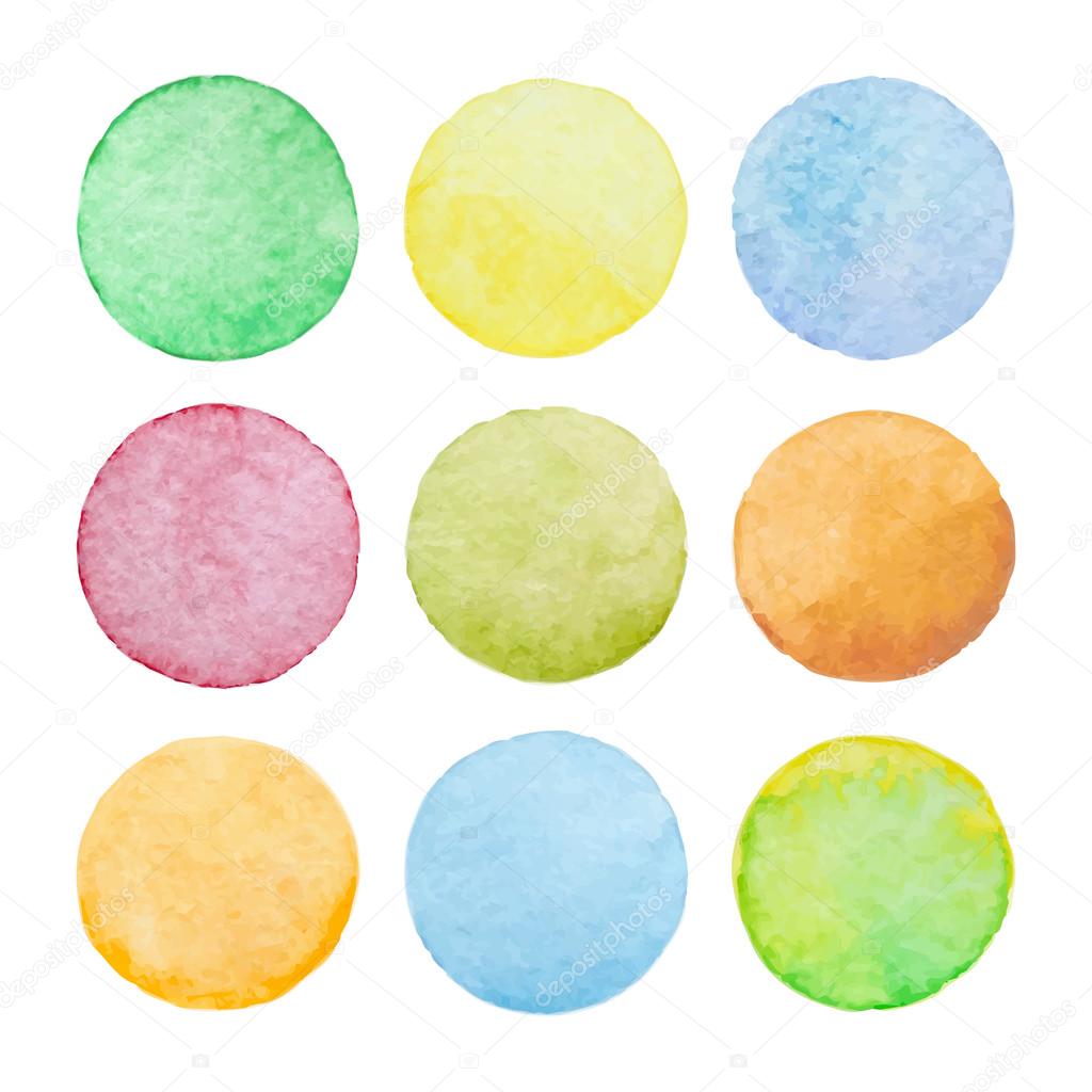 Set of pastel watercolor vector circles.