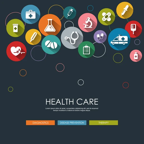 Düz simgeleri ile sağlık artalanları