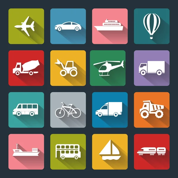 Flat icons of Transport — Stock Vector