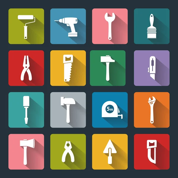 Iconos de herramientas de trabajo planas — Vector de stock