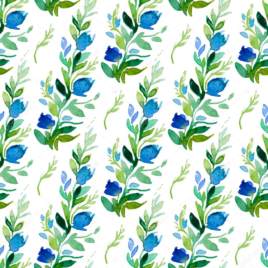 Seamless vector pattern with watercolor flowers
