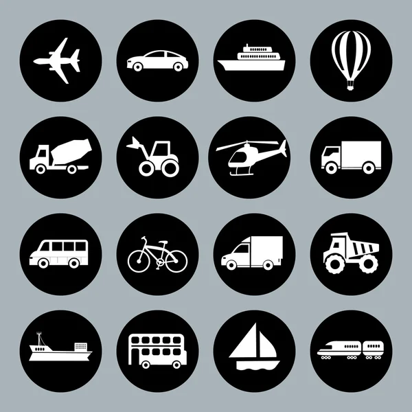 Set of vector Transport icons in flat style — Stock Vector