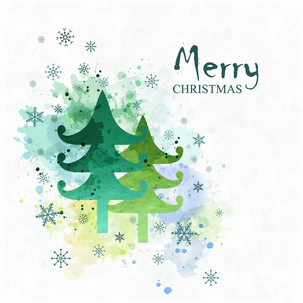 Merry Christmas Greeting Card with fir trees
