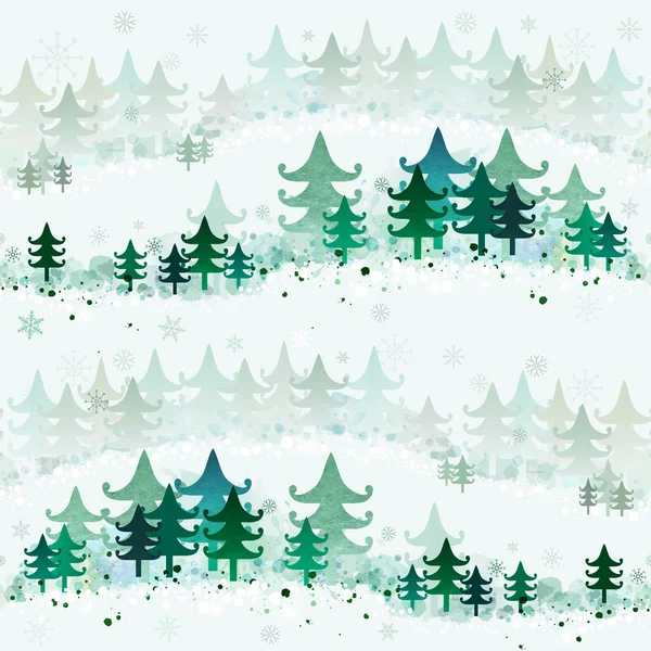 Seamles background with winter landscape — Stock Vector