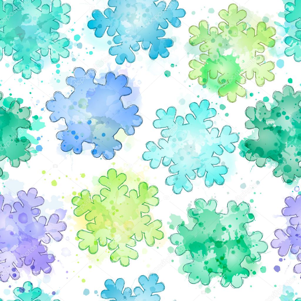 Seamless background with hand-drawn silhouettes of snowflakes