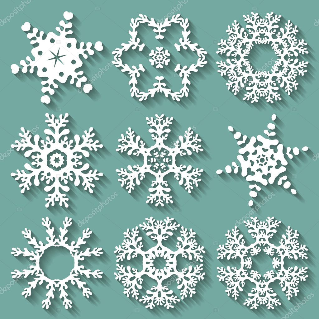 Snowflakes flat icon set collection