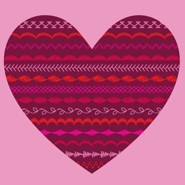 Coração dos namorados com ornamento bordado — Fotografia de Stock
