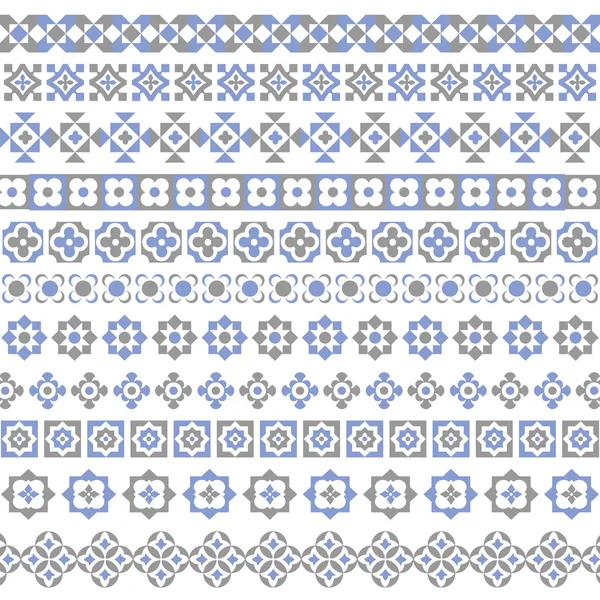 Blue and gray geometric borders set — Stock Vector