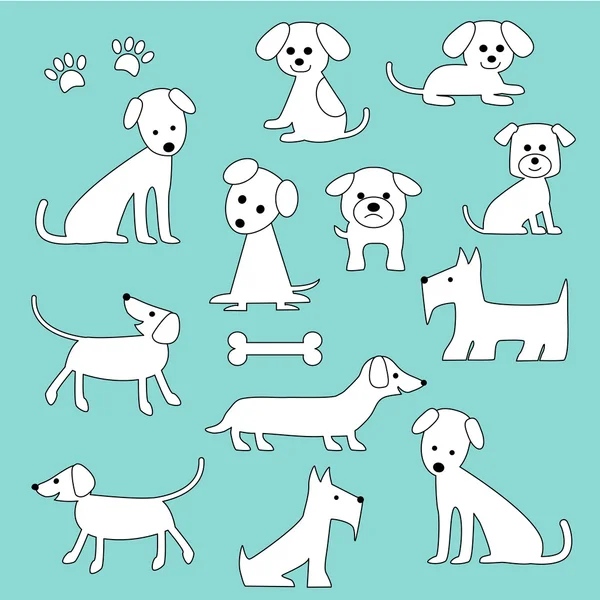 Set of cartoon dogs and puppies — Stock Vector