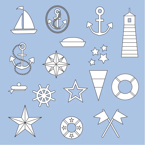 Marine, nautical icons set — Stock Vector