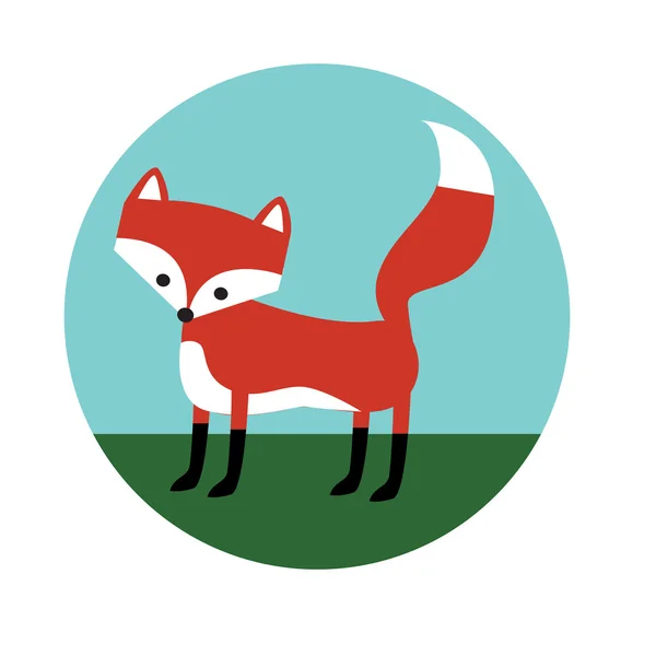 Cartoon fox on grass — Stock Vector