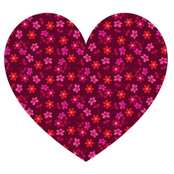 Coração dos namorados com padrão de flores —  Vetores de Stock