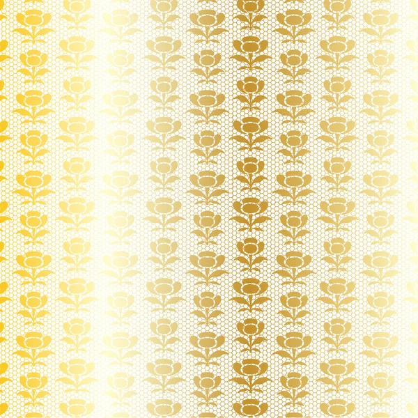 Zlatý krajkový vzor květy — Stockový vektor