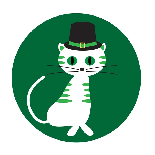 Saint Patrick's Day katt med hatt — Stock vektor