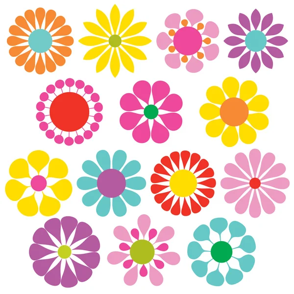 Flores decorativas coloridas conjunto — Archivo Imágenes Vectoriales