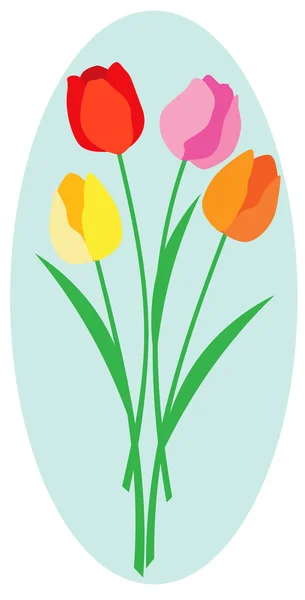 カラフルなチューリップの花の花束 — ストックベクタ
