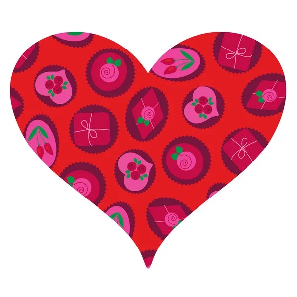 Valentijn hart met snoepjes — Stockvector