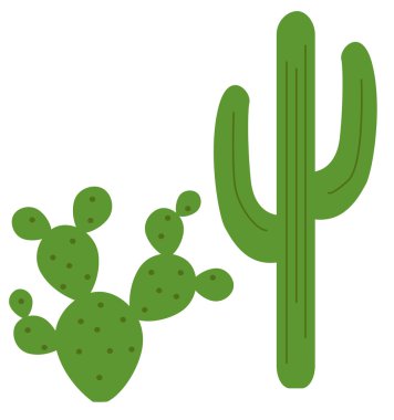 cartoon green cactus set clipart