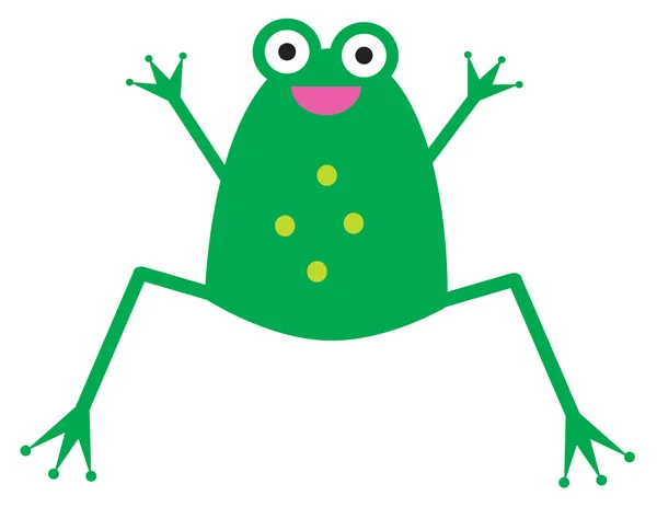 Dibujos animados saltar rana verde — Vector de stock