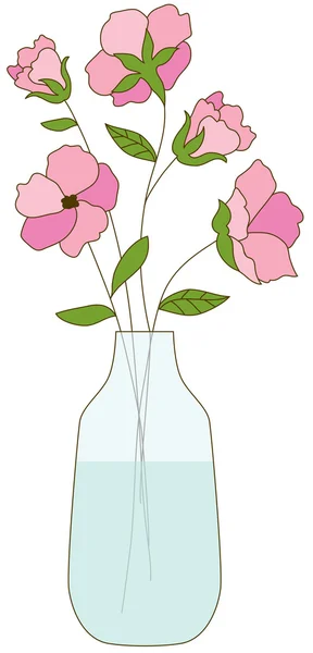 Fleurs roses dans un vase — Image vectorielle