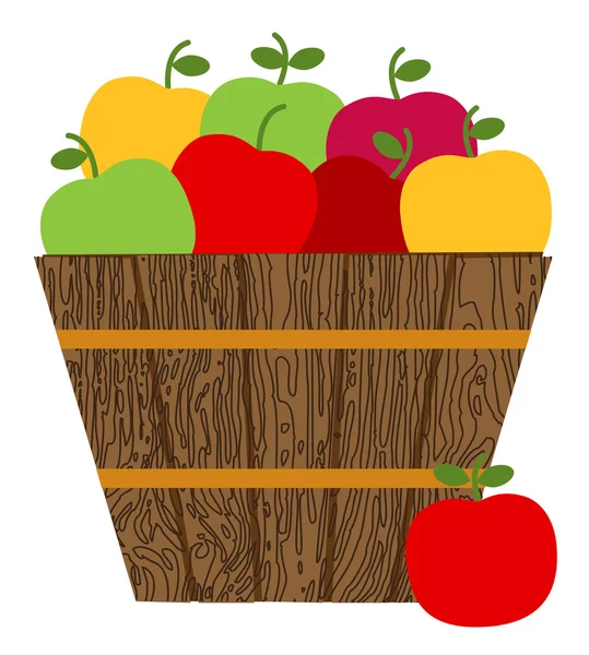 Manzanas coloridas en cesta de madera — Archivo Imágenes Vectoriales
