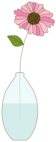 Fleur rose dans le vase — Image vectorielle