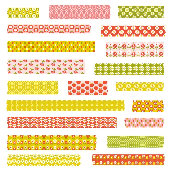 Retro patrones washi cintas conjunto — Archivo Imágenes Vectoriales