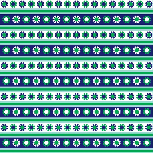 Rayas florales azules y verdes — Vector de stock