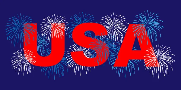 USA sign with decorative fireworks — Stock Vector