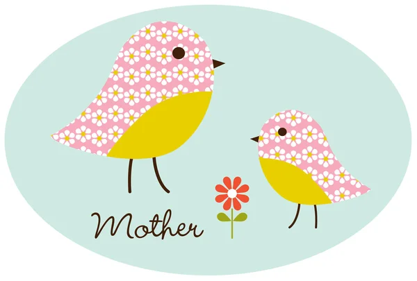 Anya és a baba madarak — Stock Vector
