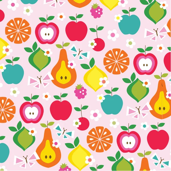 Fruits and butterflies pattern — Stock Vector