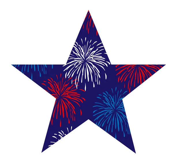 Símbolo de estrela decorativa com fogos de artifício — Vetor de Stock