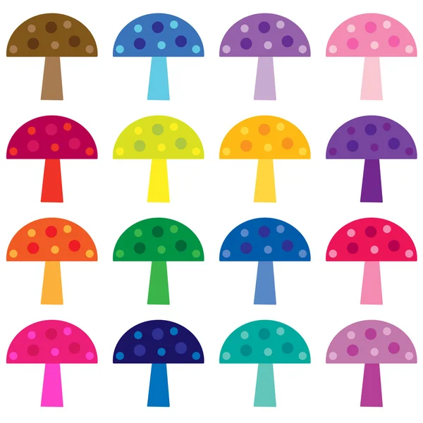 Colorato set di funghi decorativi — Vettoriale Stock