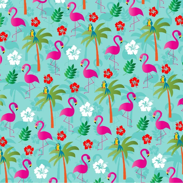 flamingolar ve palmiye ağaçları ile desen