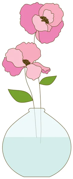 Flores cor de rosa em vaso —  Vetores de Stock