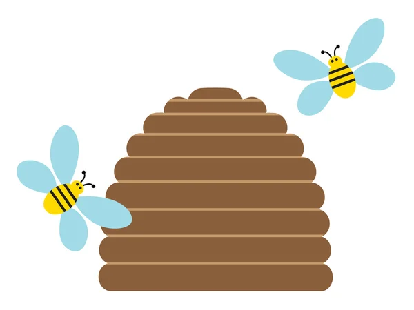 Renkli arılar ve kovan — Stok Vektör