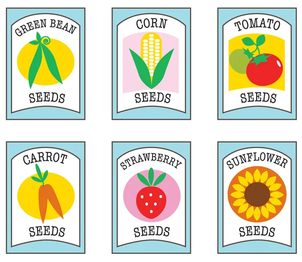 Pacotes de sementes conjunto colorido —  Vetores de Stock