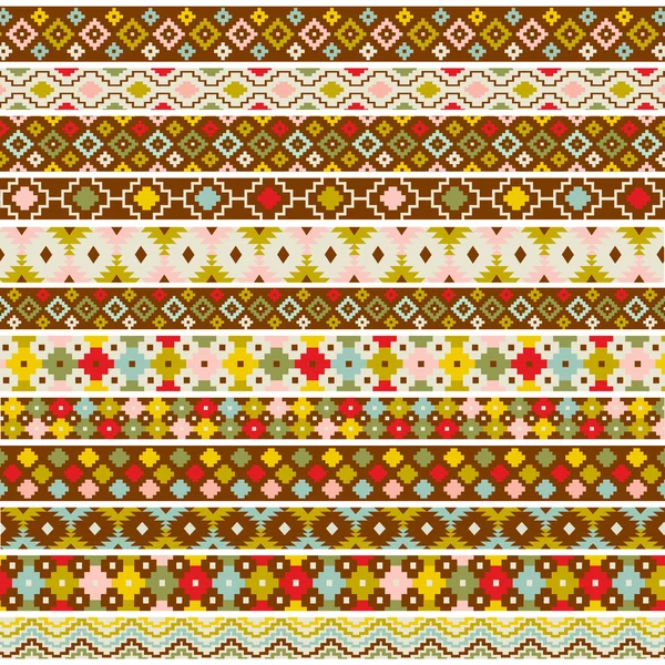 Primitive ethnic pattern borders — Stock Vector