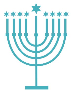 basit mavi Yedi Kollu Şamdan