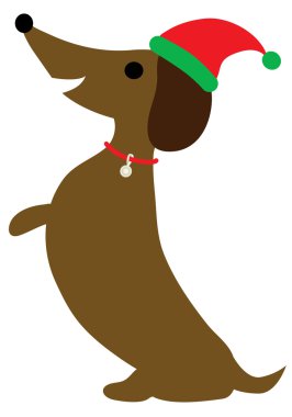 Xmas dachshund illüstrasyon