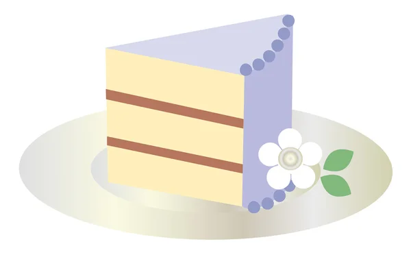 Tranche de gâteau sur plaque d'argent — Image vectorielle