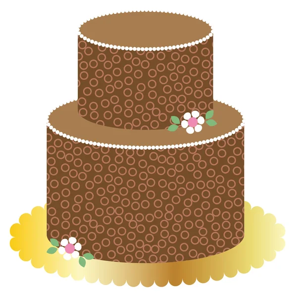 Шоколадний торт на золотій тарілці — стоковий вектор