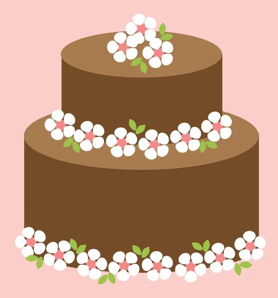 Gâteau au chocolat aux fleurs — Image vectorielle