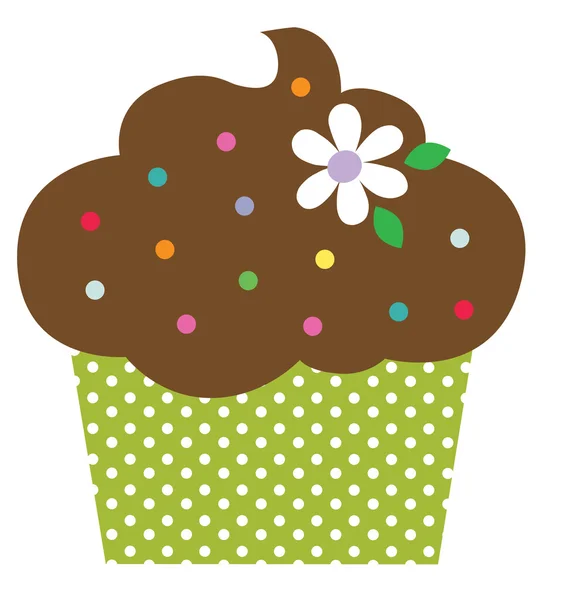 Cupcake dans un emballage à pois — Image vectorielle