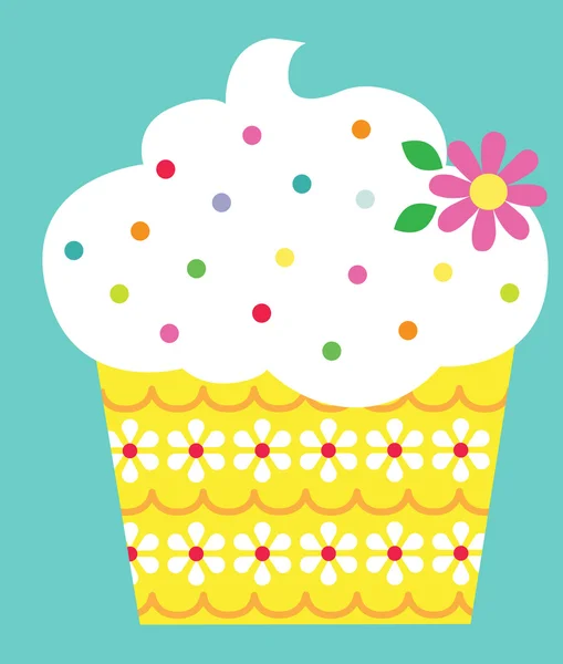 Cupcake en emballage jaune — Image vectorielle