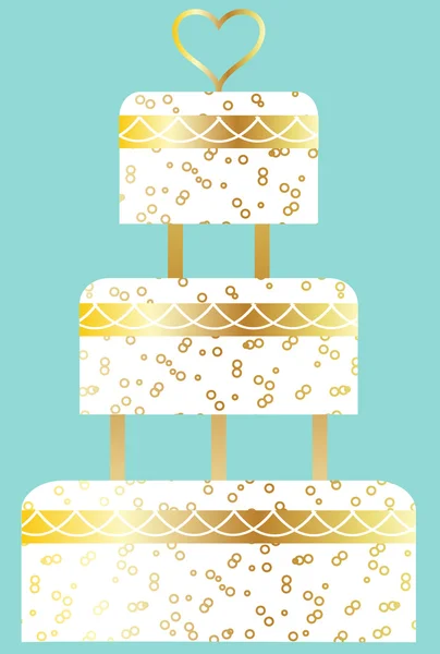 Bolo de casamento branco e dourado —  Vetores de Stock