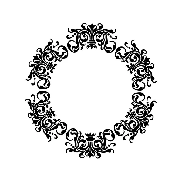 Svarta utsmyckade damast cirkeln ram — Stock vektor