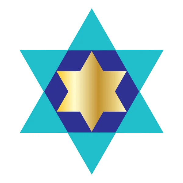 Blue and golden Star of David — Stock Vector