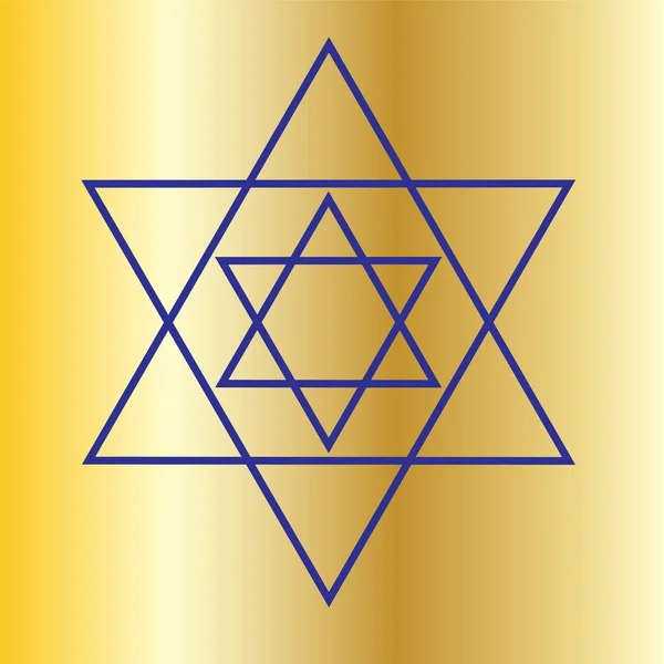 Golden David símbolo de linha estrela —  Vetores de Stock